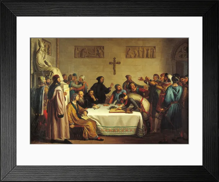 Framed Print : The Gathering of Pontida or The Oath of Pontida, by Giuseppe Diotti, 1836, 19th Century, oil on canvas - Italy, Lombardy, Milan, Brera Collection. Whole artwork view