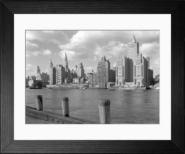 Framed Print : River House, was a new apartment building on 52nd St. and East River, New York City, Dec. 15, 1931. In the left foreground are port facilities