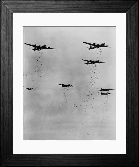 Framed Print : Formation of B-29's releasing incendiary bombs over Japan in June 1945. World War 2. (BSLOC_2014_10_123) Framed Print : Formation of B-29's releasing incendiary bombs over Japan in June 1945. World War 2. (BSLOC_2014_10_123)