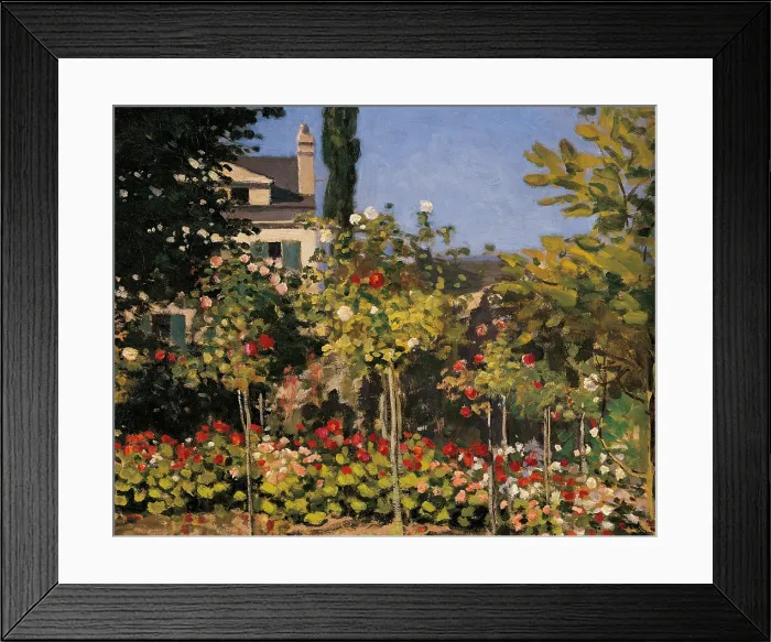 Framed Print : Flowering garden in Sainte-Adresse, by Claude Monet, 1866, 19th Century, oil on canvas - France, Paris, Muse d'Orsay. Detail. The red and white flowers in the garden
