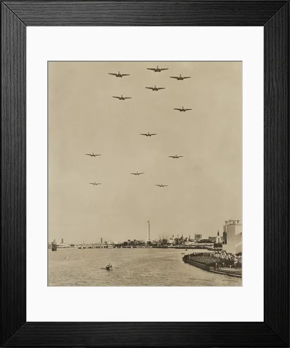 Framed Print : Italian flying boats fly over the Century of Progress exposition in Chicago, July 15, 1933
