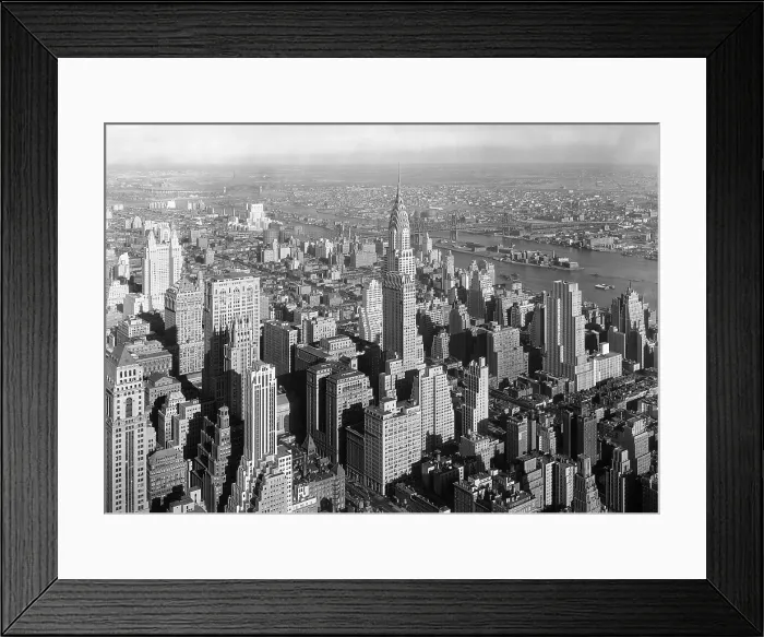 Framed Print : Northeast view from NYC's Empire State Building includes the Chrysler Building. Jan. 19, 1932