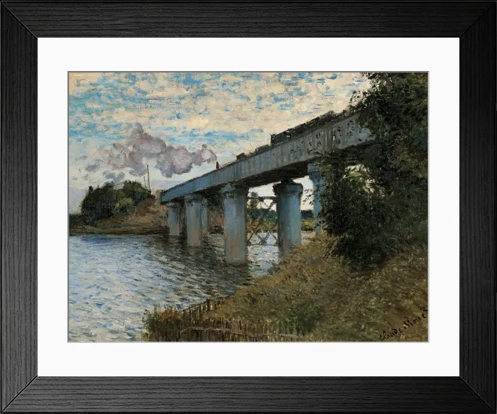 Framed Print : The Railway Bridge in Argenteuil (le pont de chemin de fer Argenteuil), 1873 - 1874, 19th Century, oil on canvas. - France, Paris, Muse d'Orsay. Whole artwork view