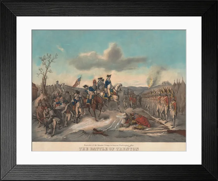Framed Print : American Revolution. Battle of Trenton, Dec. 25-26, 1776. Surrender of the Hessian troops to General Washington