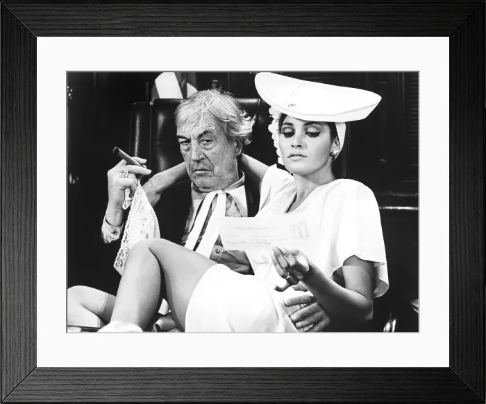 Framed Print : MYRA BRECKINRIDGE, from left, John Huston, Raquel Welch, 1970, TM and Copyright 20th Century Fox Film Corp. All rights reserved / Courtesy: Everett Collection