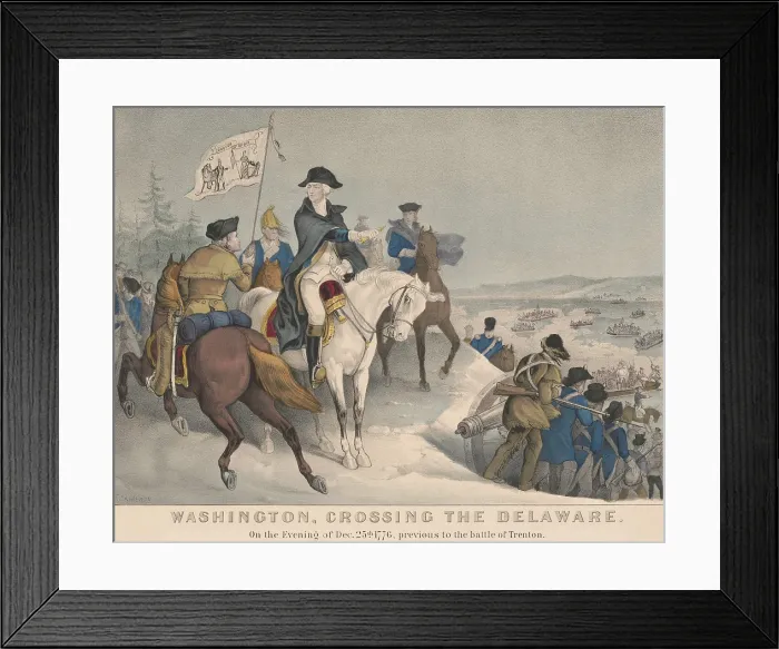 Framed Print : American Revolution. Continential Army crossing the Delaware River to assault the camp of 1, 500 Hessian mercenaries at Trenton, New Jersey, Dec. 25, 1776 Framed Print : American Revolution. Continential Army crossing the Delaware River to assault the camp of 1, 500 Hessian mercenaries at Trenton, New Jersey, Dec. 25, 1776