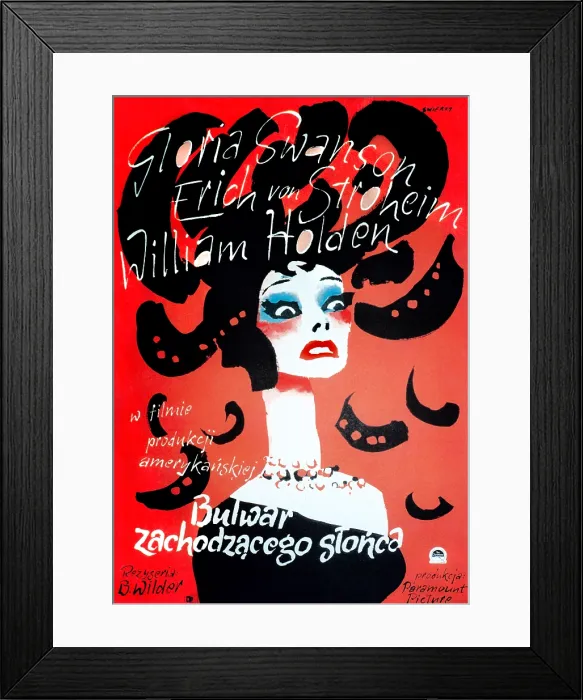 Framed Print : SUNSET BOULEVARD, (aka BULWAR ZACHODZACEGO SLONCA), Polish poster art, Gloria Swanson, 1950 Framed Print : SUNSET BOULEVARD, (aka BULWAR ZACHODZACEGO SLONCA), Polish poster art, Gloria Swanson, 1950