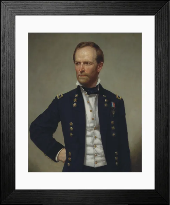 Framed Print : Major General William T. Sherman, 1866, in portrait painting by George Peter Alexander Healy. Detail (BSLOC_2018_10_91)