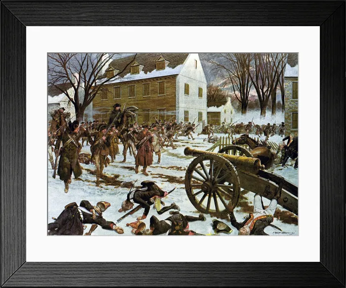 Framed Print : American Revolution. Battle of Trenton, Dec. 25-26, 1776. Fighting in Trenton between the Continential Army and Hessian mercenaries garrisoned at Trenton, New Jersey