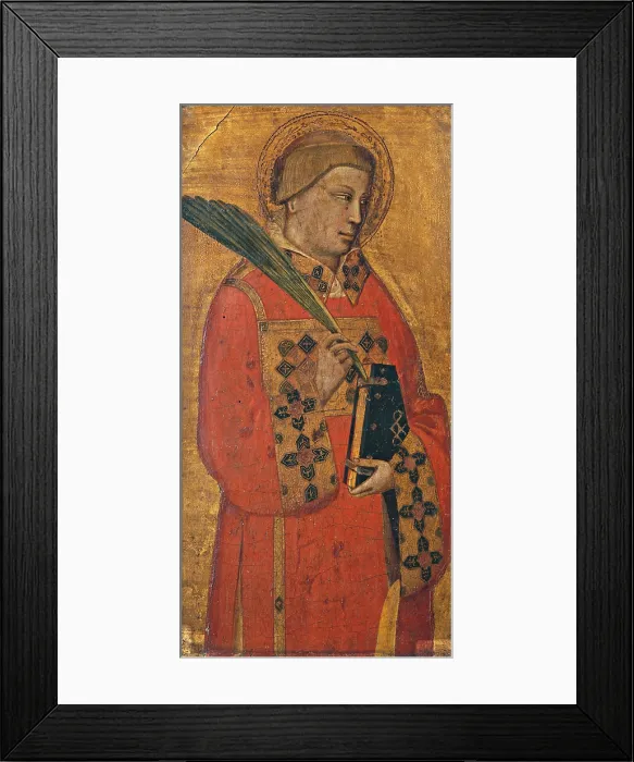 Framed Print : Saint Lawrence, by Bernardo Daddi, about 1340, 14th Century, tempera on board, 43 x 24 cm - Italy, Lombardy, Milan, Pinacoteca di Brera. Whole artwork view