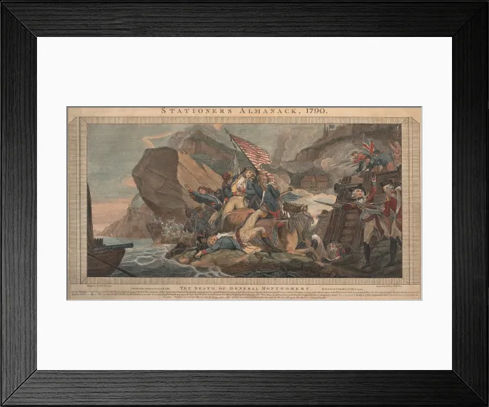 Framed Print : Gen. Montgomery is killed in action with his aide de camp and other officers at a British fortification near the Lower Town of Quebec City, Dec, 31 Framed Print : Gen. Montgomery is killed in action with his aide de camp and other officers at a British fortification near the Lower Town of Quebec City, Dec, 31