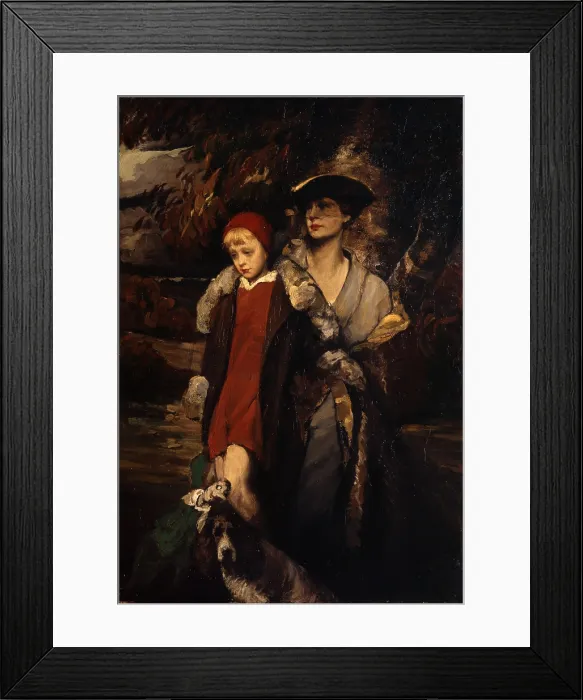Framed Print : Mother and Child or Woman with Veil, by Lino Selvatico, 1922, 20th Century, oil on canvas, 160, 6 x 113 cm - Italy, Veneto, Venice, Ca Pesaro