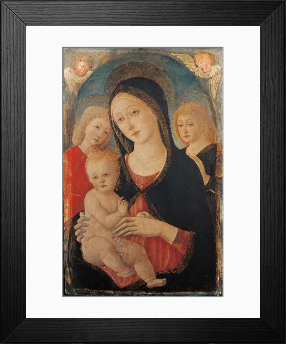 Framed Print : Virgin with Child and Two Angels, by Guidoccio Cozzarelli, 1490 - 1499, 15th Century, tempera on poplar bard, 60 x 37 cm - Italy, Lombardy, Milan, Brera Collection