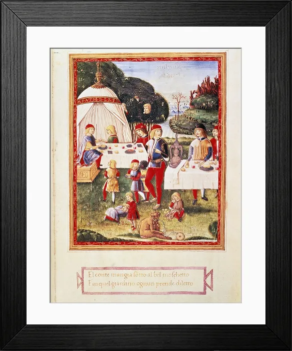 Framed Print : The earl under the musket, unknown artist related to Cristoforo de Predis, 15th Century, miniature - Italy, Lombardy, Milan, Castello Sforzesco, Civic Collection of Art