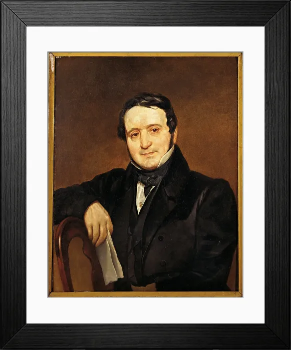 Framed Print : Portrait of Ignazio Fumagalli, by Karl Pavlovic Brjullov or Brullov, 19th Century, oil on canvas - Italy, Lombardy, Milan, Brera Collection. Whole artwork view