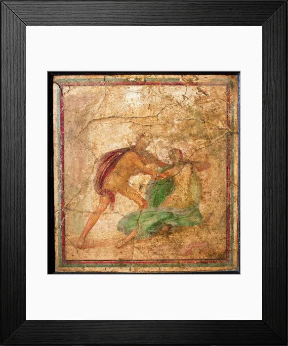 Framed Print : Apollo and Daphne, by unknown artist, 10-37, 1st Century A.D. ripped fresco, 35 x 27 cm - Italy, Campania, Naples, National Archaeological Museum, Room LXXVII, inv. 9535