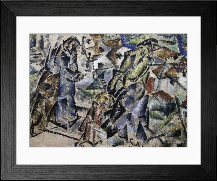 Framed Print : Figures + Landscape, by Mario Nannini, 1916, 20th Century, oil on cardboard - Italy, Lombardy, Brescia, Civic Museums of Art and History. Whole artwork view Framed Print : Figures + Landscape, by Mario Nannini, 1916, 20th Century, oil on cardboard - Italy, Lombardy, Brescia, Civic Museums of Art and History. Whole artwork view