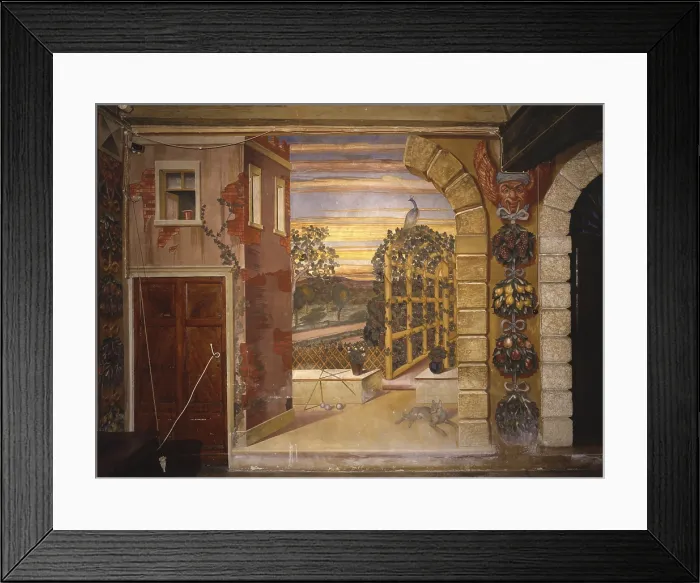 Framed Print : Sight of a Yard in the Countryside, by Angelo Zamboni, 1923, 20th Century, fresco - Italy, Veneto, Grezzana, Giusti Cometti Villa. Detail