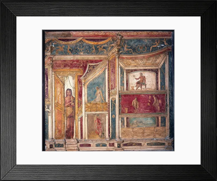 Framed Print : Polychrome Stucco, by unknown artist, 62-79, 1st Century A.D. ripped fresco, 167 x 180 cm - Italy, Campania, Naples, National Archaeological Museum, Room LXXII, inv. 9595