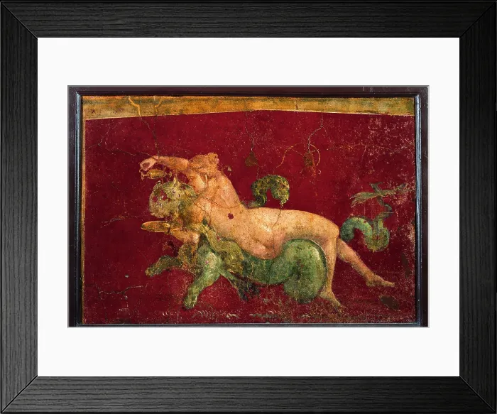 Framed Print : Nereid on a Panther, by unknown artist, 54-68, 1st Century A.D. ripped fresco, 62 x 92 cm - Italy, Campania, Naples, National Archaeological Museum, Room LXXVII, inv. 8870
