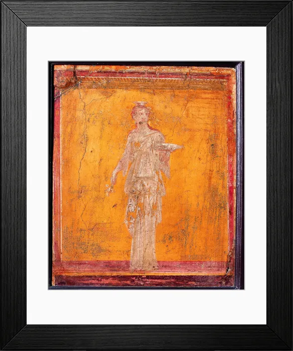 Framed Print : Aedicules with Ladies (Basket-Bearers), by unknown artist, 10-37, 1st Century A.D. ripped fresco, 54 x 45 cm - Italy, Campania, Naples, National Archaeological Museum Framed Print : Aedicules with Ladies (Basket-Bearers), by unknown artist, 10-37, 1st Century A.D. ripped fresco, 54 x 45 cm - Italy, Campania, Naples, National Archaeological Museum