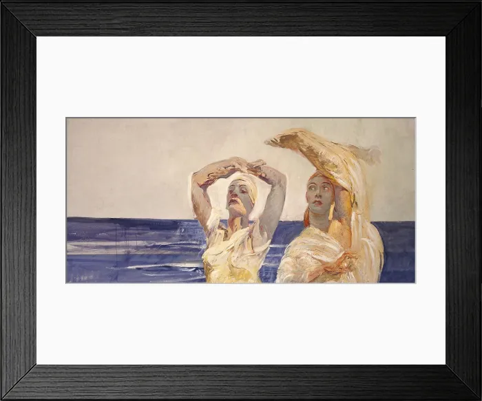 Framed Print : Helen of Troy and Cassandra (Elena e Cassandra), by Giulio Aristide Sartorio, 1928, 20th Century, oil on canvas - Private Collection. Whole artwork view