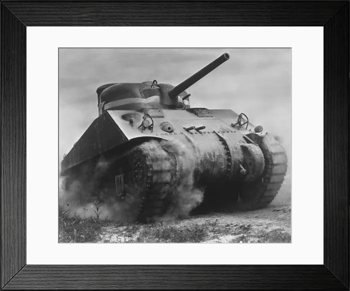 Framed Print : The Sherman tank was the primary battle tank of the U. S. and Western Allies from 1942-45. Nearly 50, 000 were produced during World War 2. (BSLOC_2014_10_163)