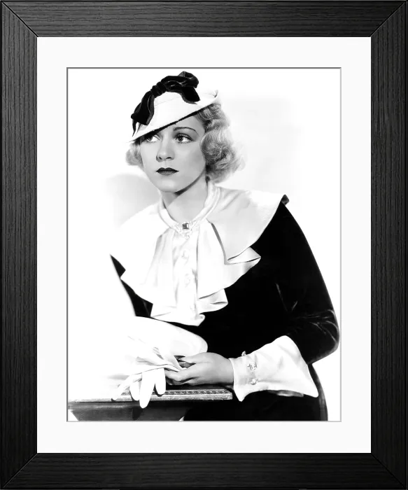 Framed Print : HOLD THAT GIRL, Claire Trevor, in a green velvet dress with detatchable eggshell satin collar and yoke, 1934