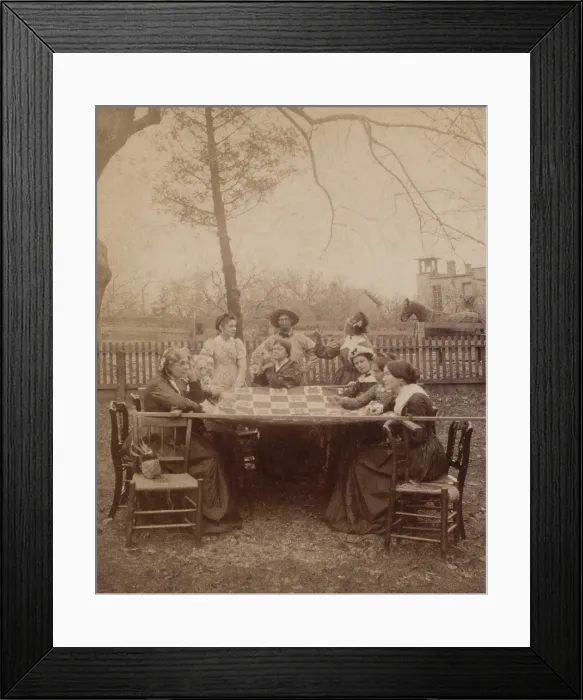 Framed Print : Aunt Hannahs Quilting Party, 1896. Nine woman and one man, at an American quilting bee (BSLOC_2019_7_211)