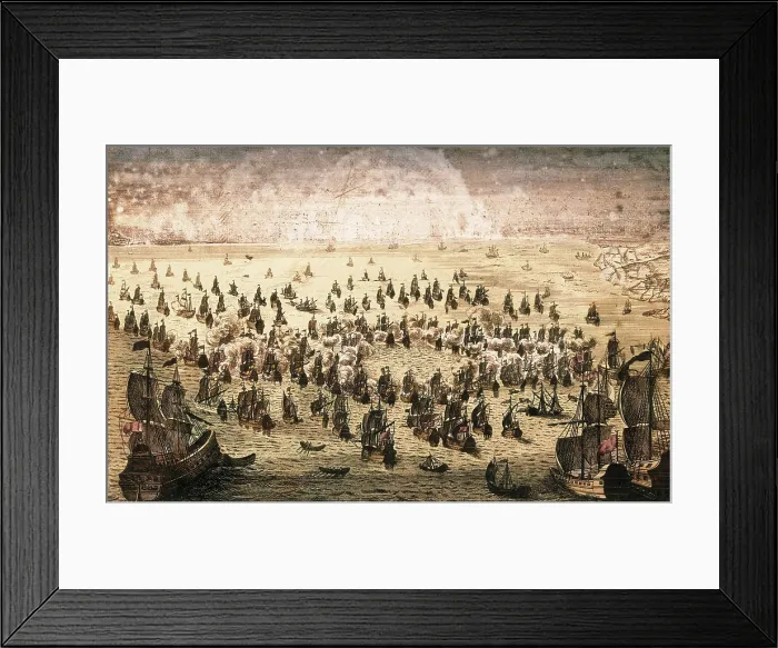 Framed Print : Seven Years War. Naval battle between the French and the English fleets (20th May 1756). The English squadron taking refuge in Gibraltar. Engraving. FRANCE. Paris Framed Print : Seven Years War. Naval battle between the French and the English fleets (20th May 1756). The English squadron taking refuge in Gibraltar. Engraving. FRANCE. Paris