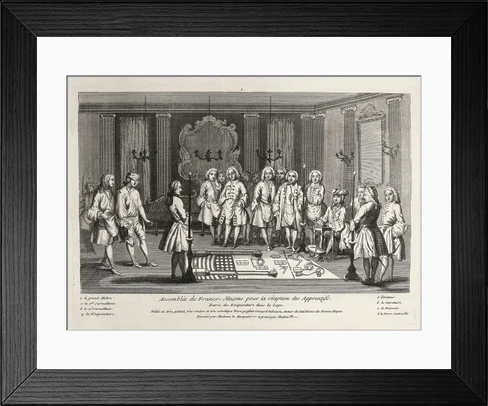 Framed Print : Masonic iniatiation. Reception of apprentices. Engraving. SPAIN. Madrid. National Historical Archive of Madrid. AISA / Everett Collection**US SALES ONLY**