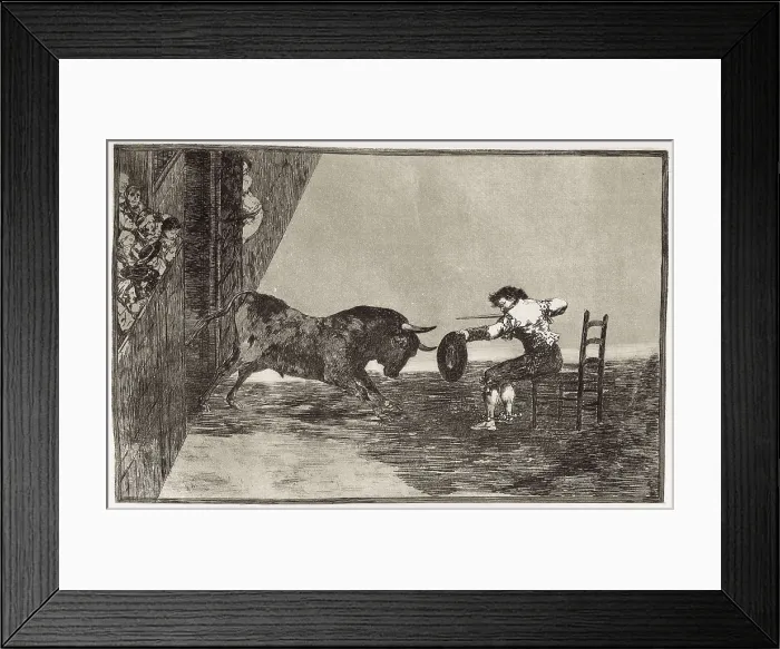 Framed Print : GOYA Y LUCIENTES, Francisco de (1746-1828). The daring of Martincho (probably Antonio Ebassum) in the ring at Saragossa. 1816. Plate 18 of 'The Art of Bullfighting' Framed Print : GOYA Y LUCIENTES, Francisco de (1746-1828). The daring of Martincho (probably Antonio Ebassum) in the ring at Saragossa. 1816. Plate 18 of 'The Art of Bullfighting'