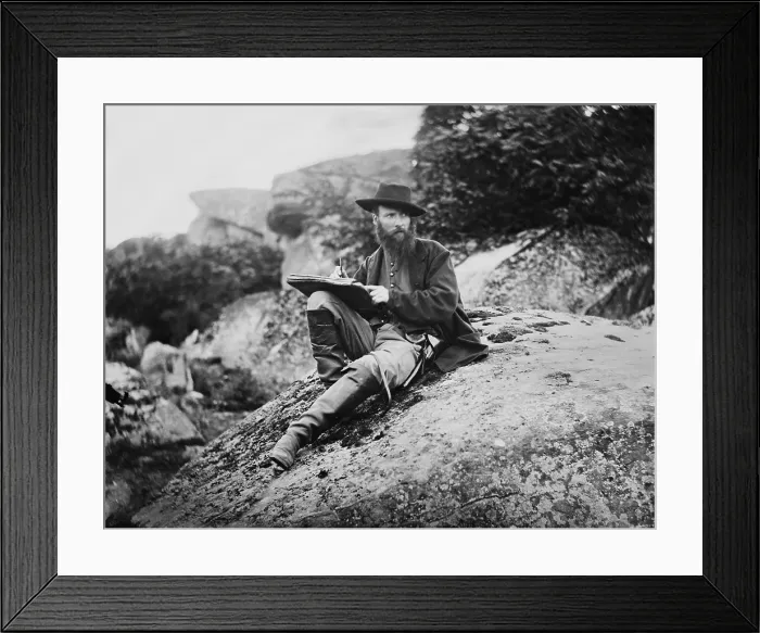 Framed Print : Documentary artist, Alfred Waud, drawing in Devils Den after the Battle of Gettysburg Framed Print : Documentary artist, Alfred Waud, drawing in Devils Den after the Battle of Gettysburg