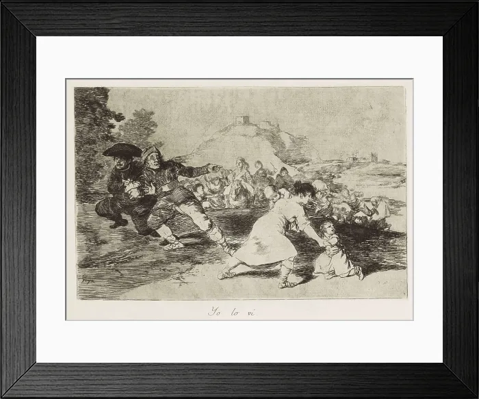 Framed Print : GOYA Y LUCIENTES, Francisco de (1746-1828). I saw it. 1810-1812. Plate 44 of 'The Disasters of War'. Etching. SPAIN. Madrid. National Library Framed Print : GOYA Y LUCIENTES, Francisco de (1746-1828). I saw it. 1810-1812. Plate 44 of 'The Disasters of War'. Etching. SPAIN. Madrid. National Library