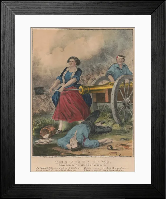 Framed Print : American Revolution. Battle of Monmouth, June 28, 1778. Molly Pitcher (aka Mary Ludvig Hayes McCauly) replaced her fallen husband on his artillery crew to load cannons