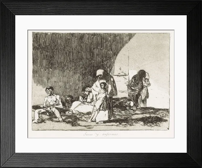 Framed Print : GOYA Y LUCIENTES, Francisco de (1746-1828). The healthy and the sick. 1810-1820. Plate 57 of 'The Disasters of War'. Etching. SPAIN. Madrid. National Library