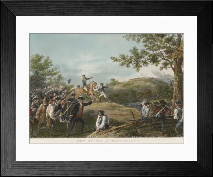 Framed Print : American Revolution, Saratoga Campaign, Battle of Bennington, August 16, 1777. Brig. Gen. John Stark of the New Hampshire Militia defeated a British force of 2, 000