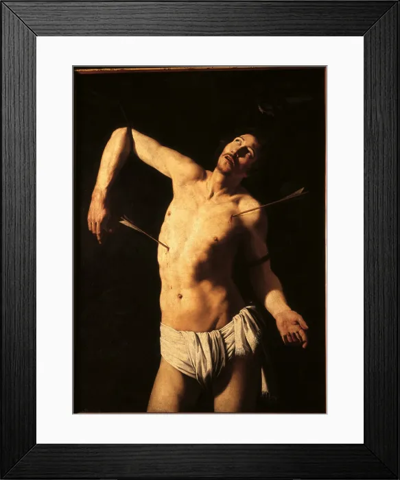 Framed Print : San Sebastiano, unknown artist related to Michelangelo Merisi also known as Caravaggio, Saint Sebastian, 17th century, oil on canvas - Italy, Lombardy, Milan, Brera Collection