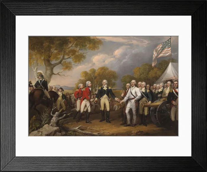 Framed Print : American Revolution, Battle of Saratoga. Surrender of General Burgoyne at Saratoga, October 16, 1777, by John Trumbull, American, oil on canvas, 1822-32