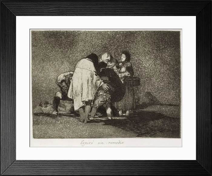Framed Print : GOYA Y LUCIENTES, Francisco de (1746-1828). There was nothing to be done and he died. 1810-1820. Plate 53 of 'The Disasters of War'. Etching. SPAIN. Madrid