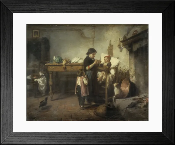 Framed Print : The older sister taking the place of the mother, by Domenico Scattola, 1858, 19th Century, canvas - Italy, Veneto, Verona, Hospital Institutes. Whole artwork view Framed Print : The older sister taking the place of the mother, by Domenico Scattola, 1858, 19th Century, canvas - Italy, Veneto, Verona, Hospital Institutes. Whole artwork view