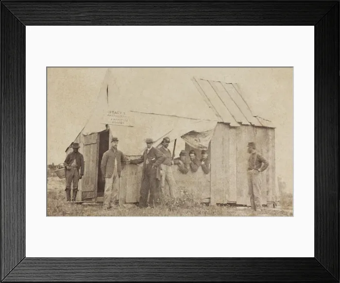 Framed Print : Field studio for Stacys Photographic Ambrotype Rooms, at Fortress Monroe, Virginia, in 1863