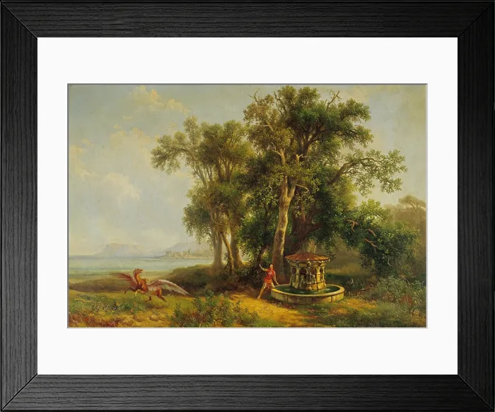 Framed Print : Ruggero in Alcina's Island, by Massimo d'Azeglio, 19th Century, oil on canvas - Italy, Lombardy, Milan, Brera Academy of Fine Arts. Whole artwork view