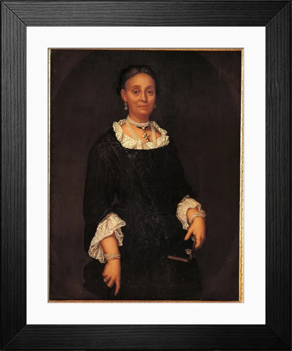 Framed Print : Portrait of noble woman with book, by Vittore Ghislandi, also known as Fra Galgario, 1710, 18th Century, oil on canvas - Private collection. Whole artwork view