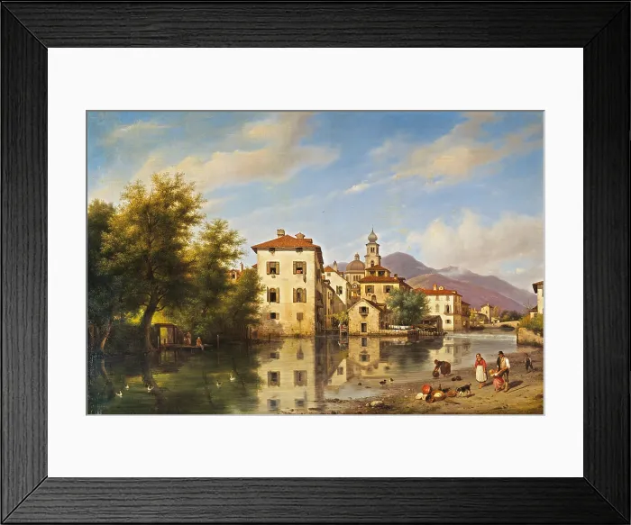 Framed Print : Landscape in Lombardy, by Giuseppe Cannelli, 1839, 19th Century, oil on canvas - Italy, Lombardy, Milan, Brera Collection. Whole artwork view