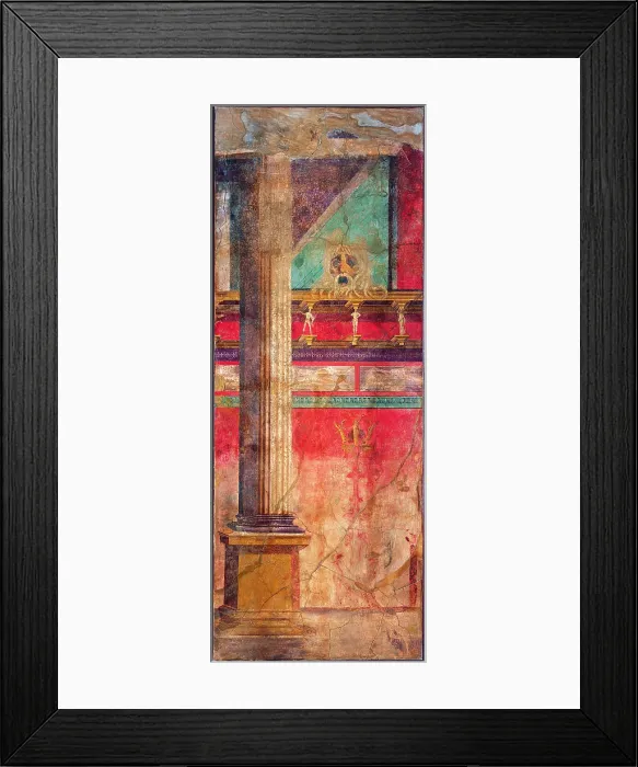 Framed Print : Architectures with Masks, by unknown artist, c. 60, 1st Century B.C. ripped fresco, 337 x 121 cm - Italy, Campania, Naples, National Archaeological Museum, Room LXVII, inv Framed Print : Architectures with Masks, by unknown artist, c. 60, 1st Century B.C. ripped fresco, 337 x 121 cm - Italy, Campania, Naples, National Archaeological Museum, Room LXVII, inv