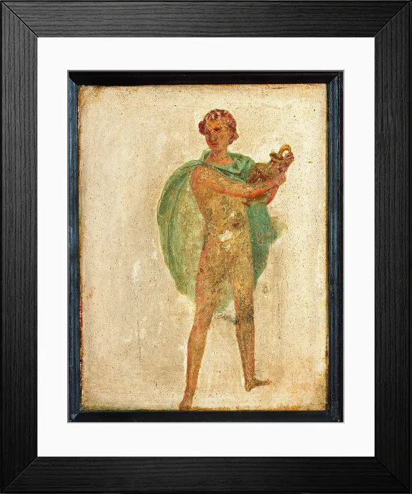 Framed Print : Young Man with Vase, by unknown artist, 10-37, 1st Century A.D. ripped fresco, 34 x 26 cm - Italy, Campania, Naples, National Archaeological Museum, Room LXXVII, inv. 9663 Framed Print : Young Man with Vase, by unknown artist, 10-37, 1st Century A.D. ripped fresco, 34 x 26 cm - Italy, Campania, Naples, National Archaeological Museum, Room LXXVII, inv. 9663