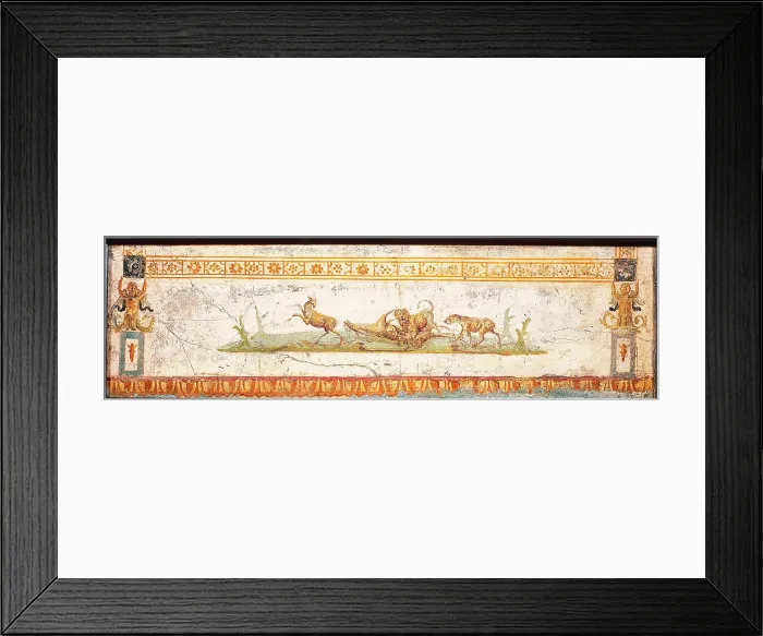 Framed Print : Praedella, by unknown artist, 55-79, 1st Century A.D. ripped fresco, 31 x 97 cm - Italy, Campania, Naples, National Archaeological Museum, Room LXXVIII, inv. 8805