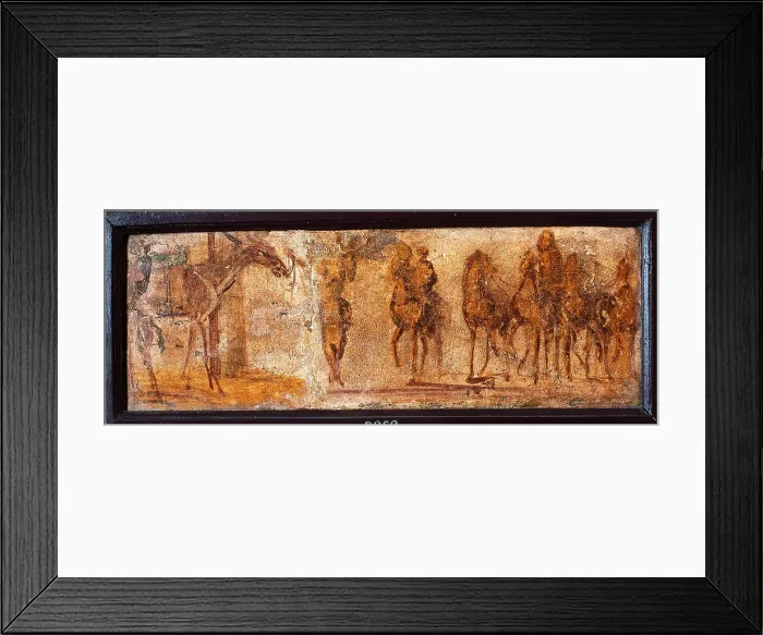 Framed Print : Quadriga, by unknown artist, 62-79, 1st Century A.D. ripped fresco, 30 x 72 cm - Italy, Campania, Naples, National Archaeological Museum, Room LXXVIII, inv. 9062