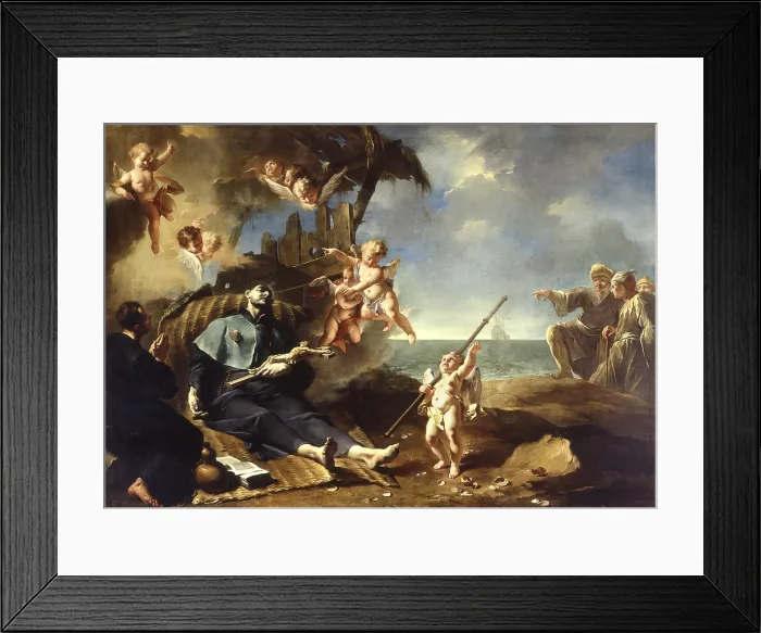 Framed Print : Death of Saint Francesco Saverio on a Beach, by Francesco Polazzo, 18th Century, canvas - Italy, Lombardy, Bergamo, Cathedral. Whole artwork view Framed Print : Death of Saint Francesco Saverio on a Beach, by Francesco Polazzo, 18th Century, canvas - Italy, Lombardy, Bergamo, Cathedral. Whole artwork view